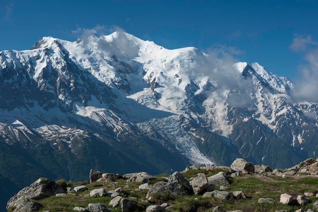 View of Mont Blanc from Lac Blanc ,Chamonix, Haute Savoie, France