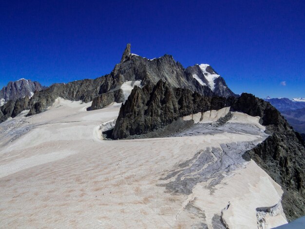 View of the mont blanc or monte bianco as seen from the italian side of the alps