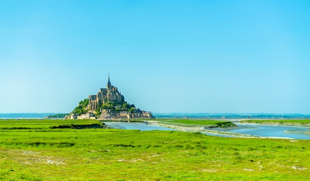 View of mont-saint-michel, a famous island abbey in normandy, france