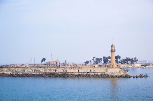 View of the Montaza Lighthouse of Alexandria in Alexandria, Egypt