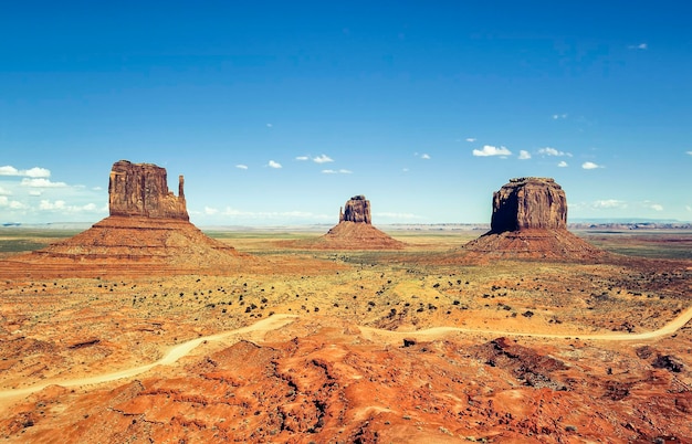 View of Monument valley with blue sky