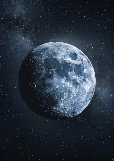 밤 하늘 에 있는 달 의 모습 과 뒷면 에 있는 은하계