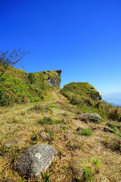 View of mountain against blue sky