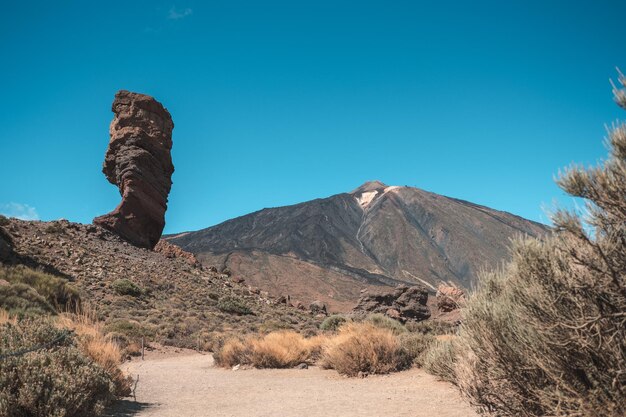 View of mountain against clear blue sky