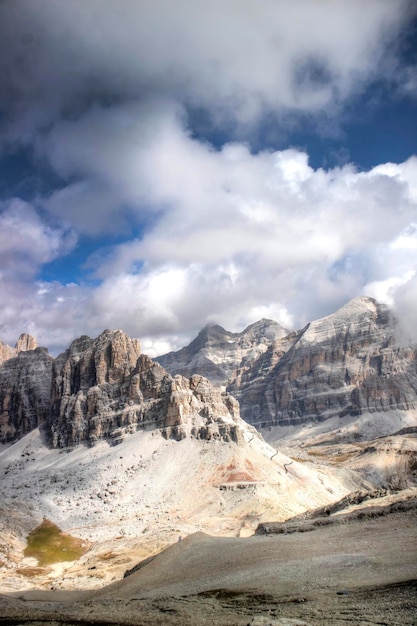 View on the mountain group of the tofane dolomites italy