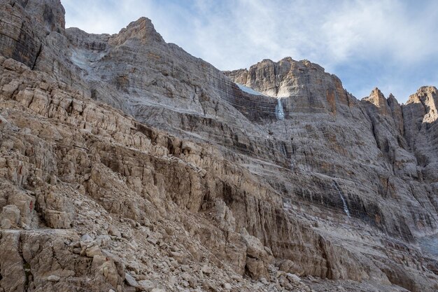 View of the mountain peaks Brenta Dolomites Trentino Italy