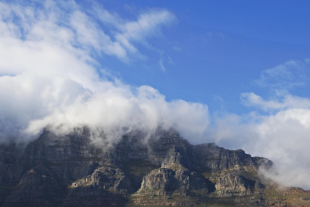 View of mountain range against cloudy sky