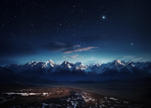 view of mountain range panorama night