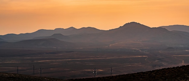 View of the mountain range at sunset