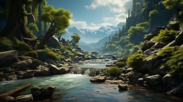 View of the mountain and river during the day