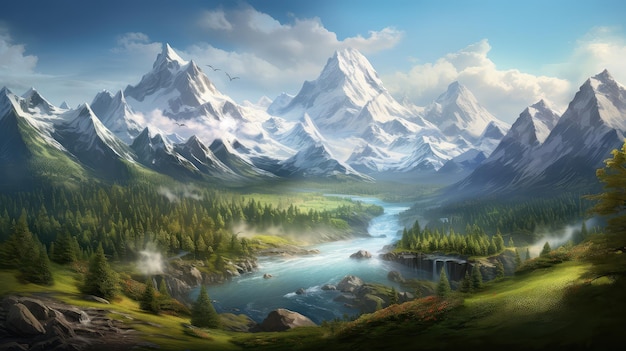 View mountain travel forest landscape