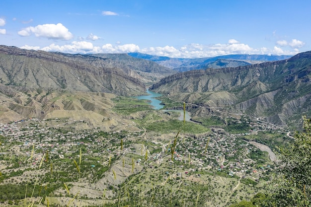 View of the mountain village of Gunib Dagestan Russia June 2021