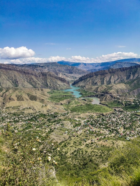 View of the mountain village of Gunib Dagestan Russia June 2021