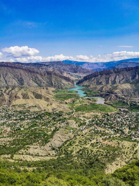 View of the mountain village of Gunib Dagestan Russia June 2021