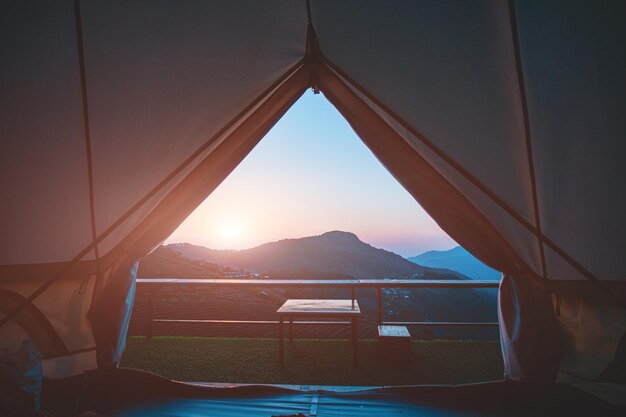 Photo view of mountains against clear sky during sunset