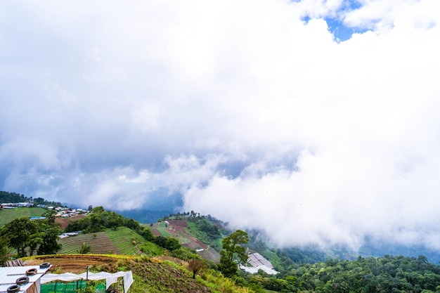 A view of the mountains and the clouds