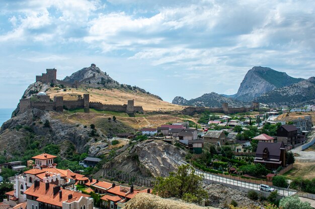 View of the mountains and the fortress. Crimea