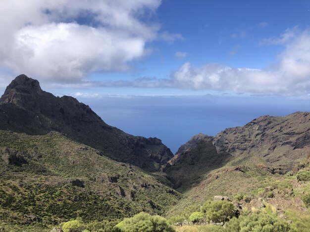 A view of the mountains from the road to the sea.