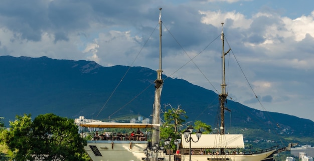 A view of the mountains from the seafront of the city of varna