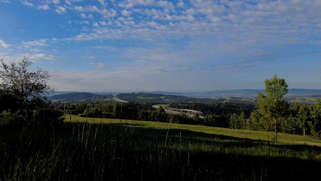 A view of the mountains from the top of the hill