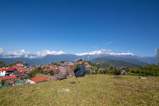 A view of the mountains from the top of the hill