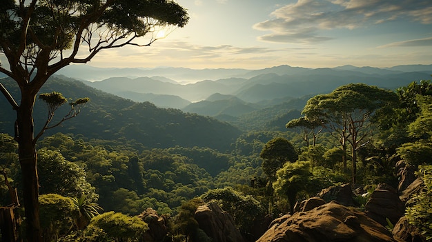 A view of the mountains from the top of a mountain