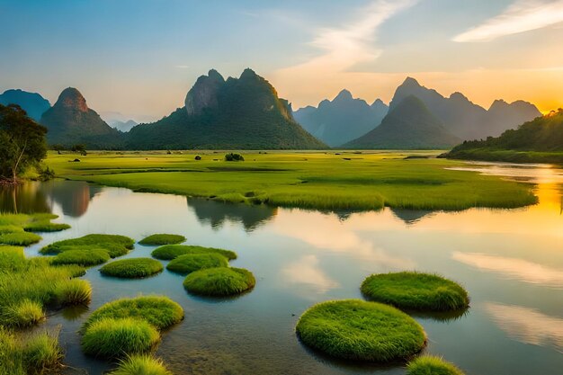 A view of mountains and a lake with mountains in the background