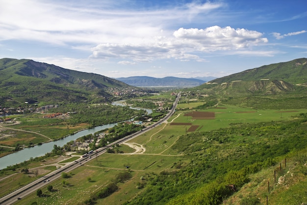 The view on mountains and rivers, Jvari, Georgia