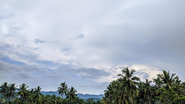 A view of the mountains and the sky with clouds