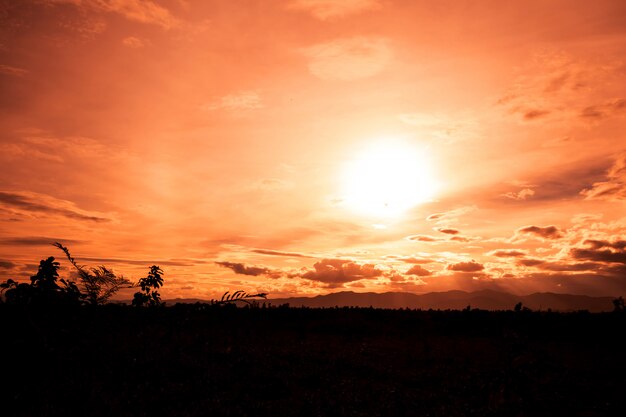 View of the Mountains while the Sunset