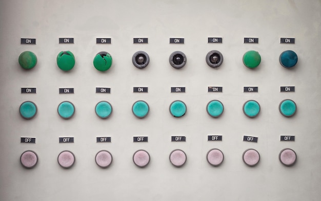 View of multi colored push buttons