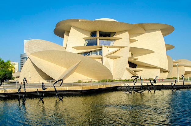 View of the National Museum of Qatar at the morning on Jun 30 2023 in Doha Qatar