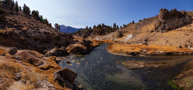 View of natural Hot Springs at Hot Creek Geological Site