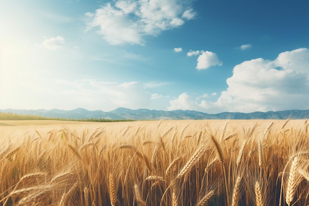 View of nature landscape with wheat field