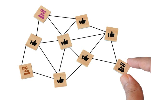 View of network connection with people linked each other Global network concept