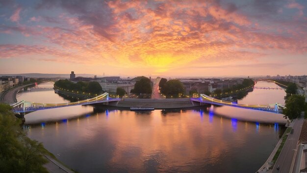 View of neva river summer dawn