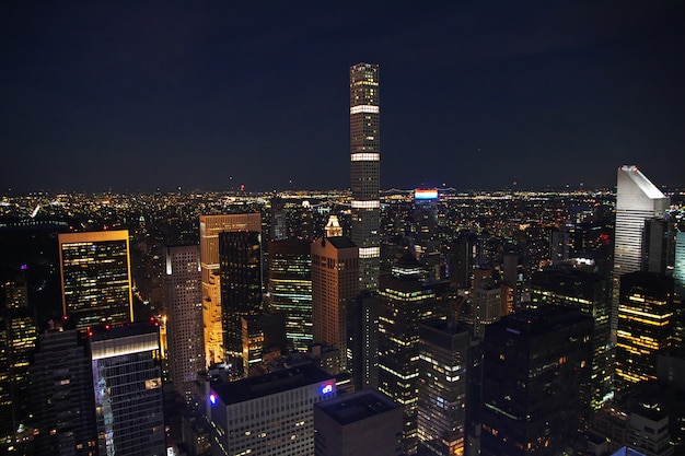 The view on New York at night, United States