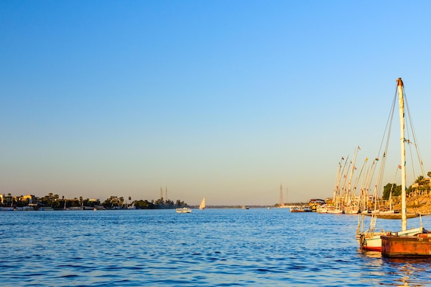 View on a Nile river in Luxor Egypt