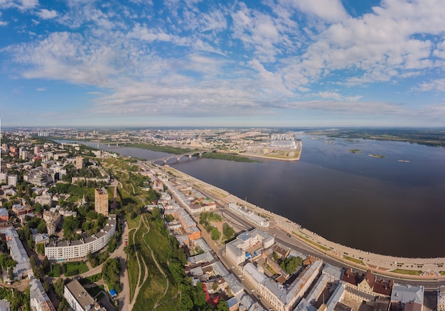 Вид на Нижний Новгород Россия с высоты Городской пейзаж