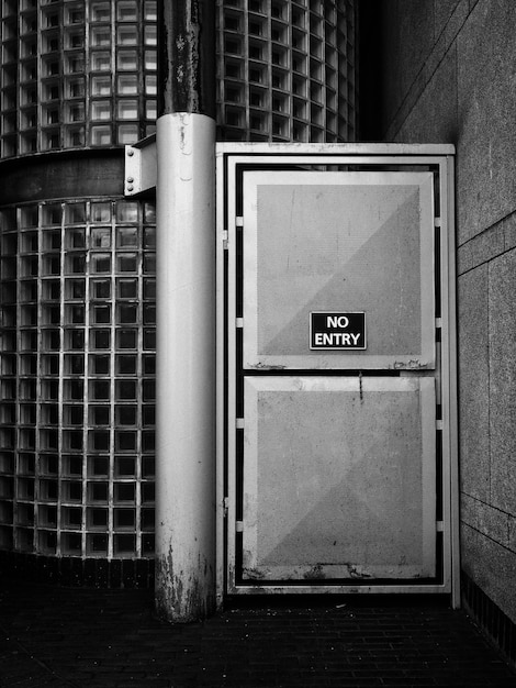 Photo view of no entry board on door