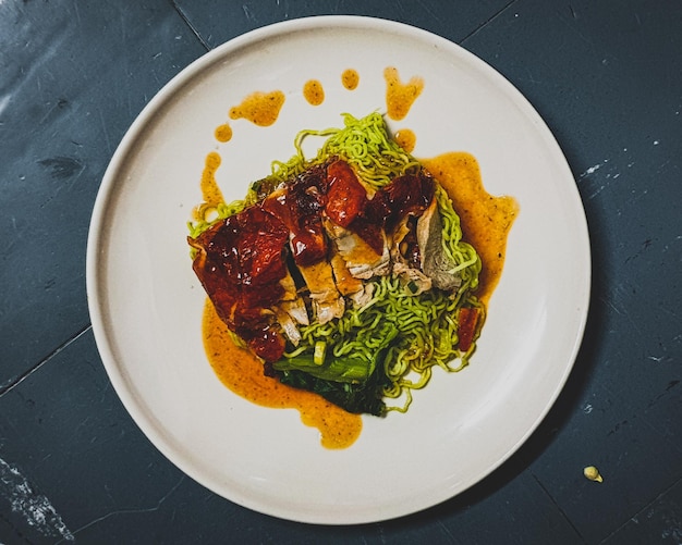 Photo view of noodle served in plate