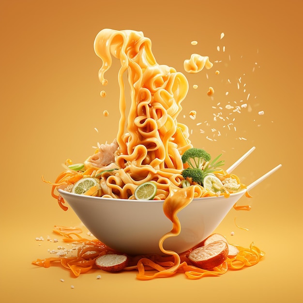 Photo view of noodles for advertising