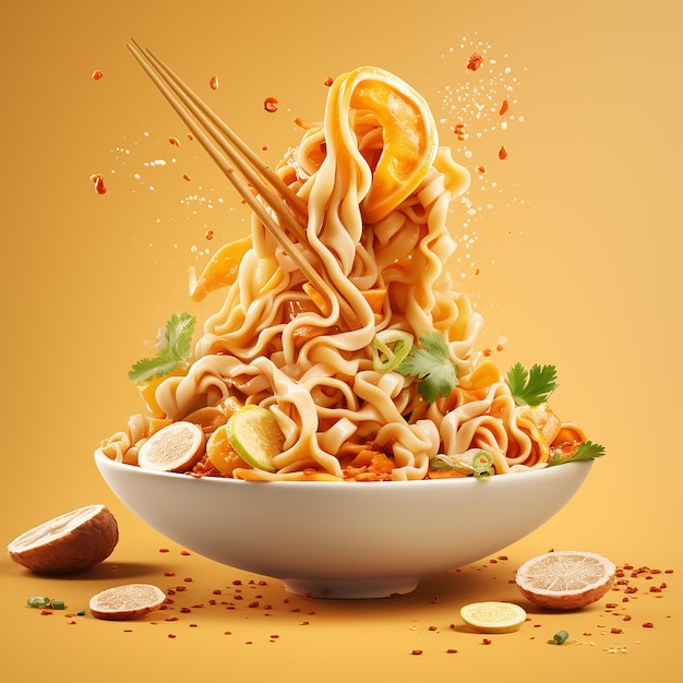 Photo view of noodles for advertising