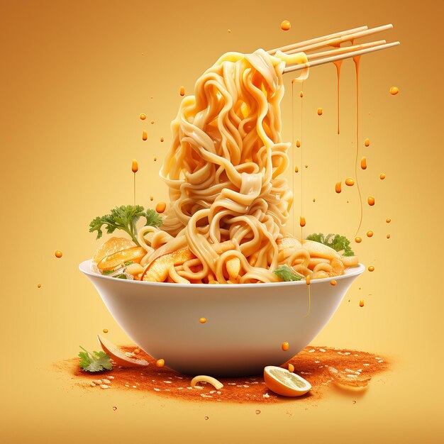 Photo view of noodles for advertising