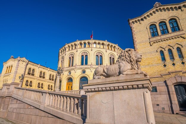 View of the norwegian parliament in Oslo, Europe