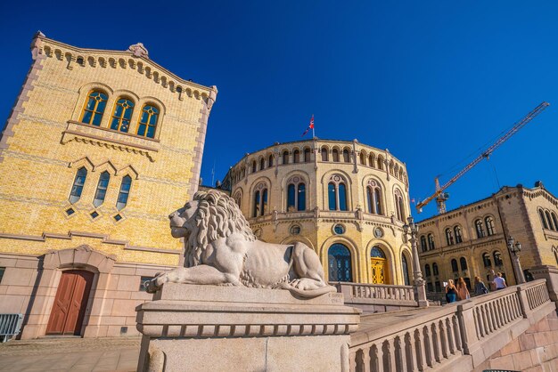 Vista del parlamento norvegese a oslo, europe