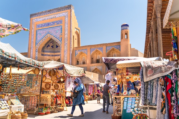 The view o famous bazaar street in Khiva