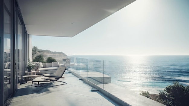 A view of the ocean from the balcony of a house