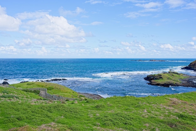 A view of the ocean from the cliff top