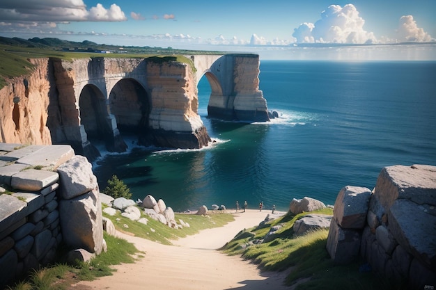 A view of the ocean from the cliffs of the great ocean road.